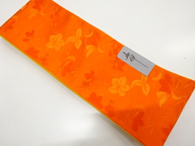 JAPANESE KIMONO / UNUSED FLOWER PATTERN WEAVING HANHABA OBI